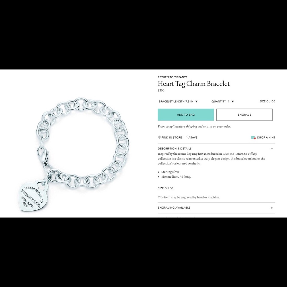 Tiffany & co. sterling silver bracelet with charms